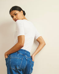 Maia Stovepipe Sleeve Tee - White