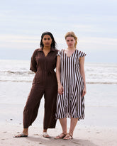 Maggie Barrel Leg Linen Blend Jumpsuit - Peppercorn