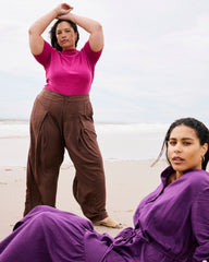 Marley Wide Leg Linen Blend Pants - Peppercorn