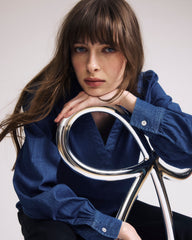 Maisie Cotton Chambray Blouse - Vintage Indigo