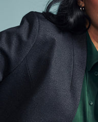 PowerPonte Denim Collarless Blazer - Charcoal