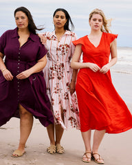 Sandy Stretch Linen Blend Shirtdress - Acai