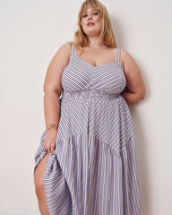 Ruby Smocked Linen Blend Sundress - Lilac Stripe Print