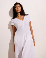Louvre Bow Back Linen Blend Dress - Bright White