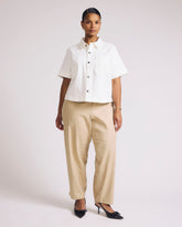 Flynn Short Sleeve Denim Shacket - White