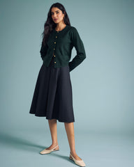 PowerPonte Denim Pleated Skirt - Charcoal
