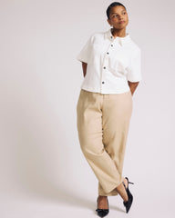Lou Barrel Leg Linen Blend Pants - Danish Coffee