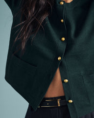 Gabrielle Button-Front Cardigan - Forest Green