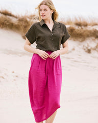 Sandy Short Sleeve Stretch Linen Blend Shirt - Camo