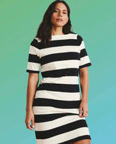 Belle Breton Stripe Jersey Dress - Ecru/Black Rugby Stripe