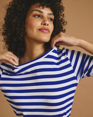Maia Stovepipe Sleeve Tee - Hammersmith Blue/White Stripe