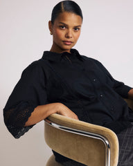 Dora Cotton Poplin Blouse - Black