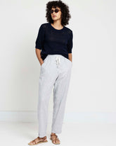 Sayville Linen Blend Drawstring Pant - Beach Stripe