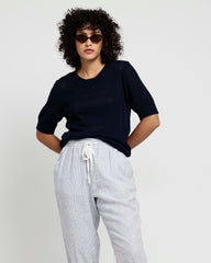 Sayville Linen Blend Drawstring Pant - Beach Stripe