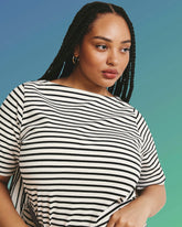 Belle Breton Stripe Jersey Dress - Ecru/Black Stripe