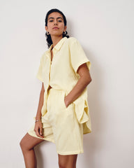 Luxe Cotton Gauze Beach Short - Pale Daffodil