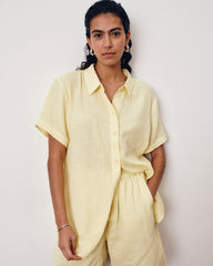 Luxe Cotton Gauze Beach Shirt - Pale Daffodil