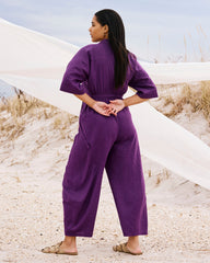 Maggie Barrel Leg Linen Blend Jumpsuit - Dreamy Purple
