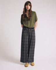 Cropped Wide Leg Ponte Pants - British Plaid
