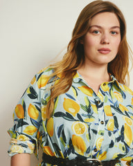 Odeon Linen Blend Shirtdress - Limoncello Print