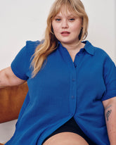 Luxe Cotton Gauze Beach Shirt - Ultramarine