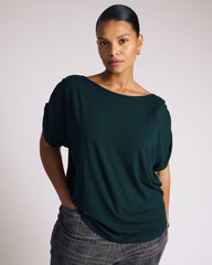 Helena Divine Jersey Gathered Tee - Forest Green