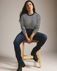 Long Sleeve Garcon Tee - Navy/White Stripe