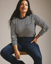 Long Sleeve Garcon Tee - Navy/White Stripe