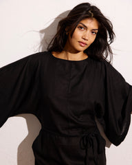 Lio Linen Blend Dress - Black