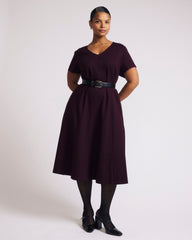 Lucinda Ponte Midi Dress - Black Cherry