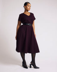 Lucinda Ponte Midi Dress - Black Cherry