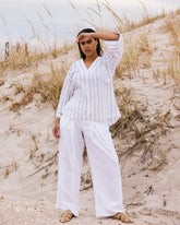 Marley Wide Leg Linen Blend Pants - White