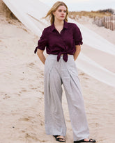 Marley Wide Leg Linen Blend Pants - Beach Stripe