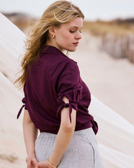 Luisa Short Sleeve Linen Blend Shirt - Acai