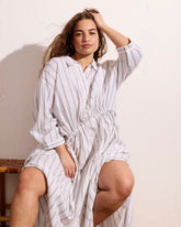 Paros Drawstring Linen Blend Shirtdress - Mayfair Stripe