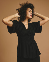 Flora Liquid Jersey Top - Black