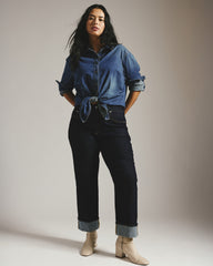 Minimalist Stretch Cotton Chambray Shirt - Union City Blue