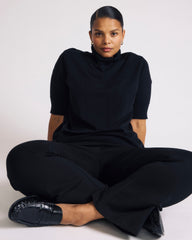 Savvy Fine Knit Turtleneck Sweater Top - Black