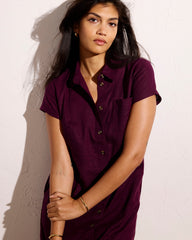 Dune Linen Blend Shirtdress - Acai