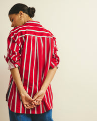 The Artist Oversized Poplin Shirt - Red/Black/White Stripe