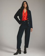 4 Pocket Ponte Blazer - Navy with Gold Buttons