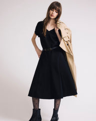 Lucinda Ponte Midi Dress - Black