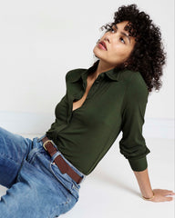 Elbe Liquid Jersey Shirt Classic Fit - Coratina Green