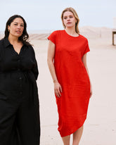 Iconic Stretch Linen Blend Geneva Dress - Shoreline Sunset