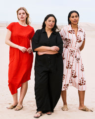Iconic Stretch Linen Blend Geneva Dress - Shoreline Sunset