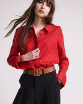 Elbe Stretch Linen Blend Shirt - Brilliant Red