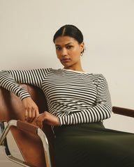 Long Sleeve Tee Rex - Ecru/Black Stripe