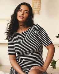 Belle Breton Stripe Jersey Dress - Black/White Stripe