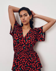 Flora Liquid Jersey Top - Very Cherry Print