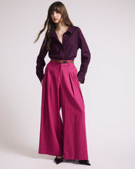 Palais Stretch Linen Blend Wide Leg Pant - Hyper Pink